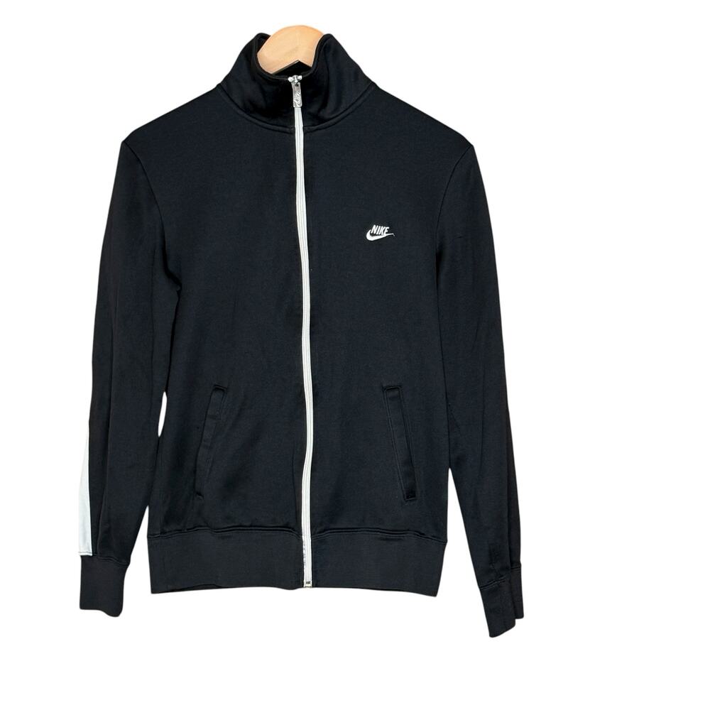 NIKE Sportswear Black Full Zip Long Sleeve Track Jacket White Stripes Women’s M - Picture 2 of 10